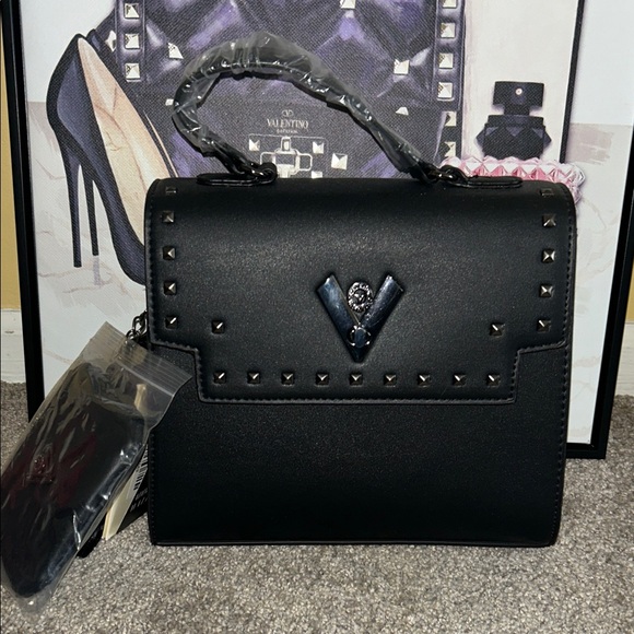 Valentino Orlandi Handbags - Valentino Orlandi Black Satchel with Silver Accents